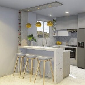 Modern Kitchen with Breakfast Bar Design