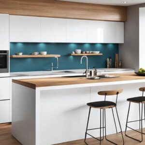 Contemporary Kitchen with Island and Wood Accents