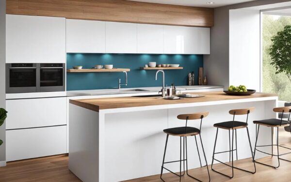 Contemporary Kitchen with Island and Wood Accents
